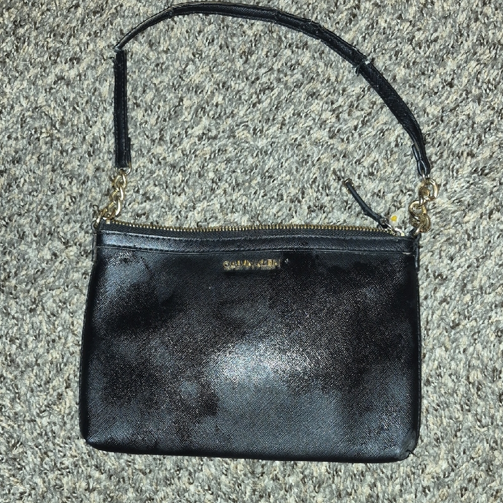 Calvin Klein Black Wristlet with Gold Accents